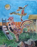 20718 gerard hordijk gouache weerhaan in tuin