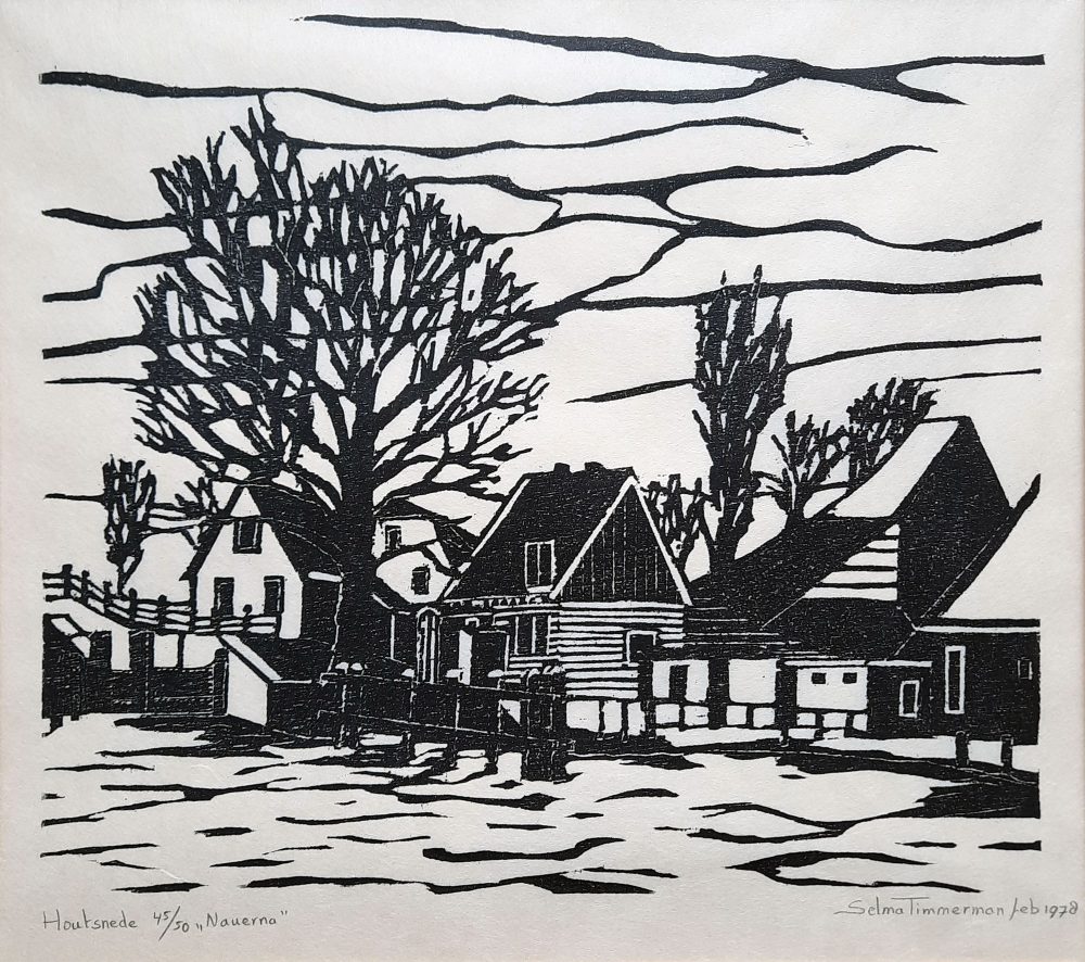 Houtsnede Selma Timmerman - Nauerna