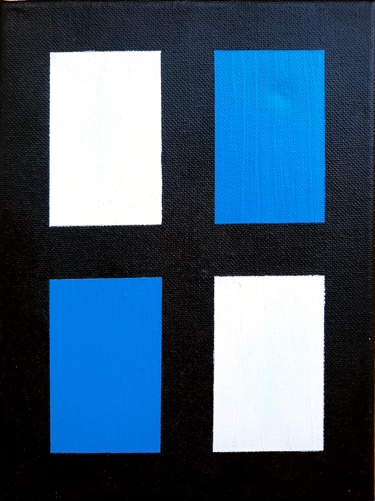 Featured image for “Abstract - blauw / wit / op zwart”
