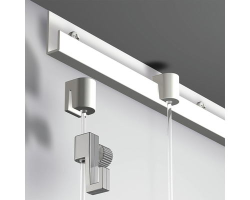 Featured image for “Basic Rail ALL-IN-ONE 1X2m WIT - RAL 9010 + 2x perlon + 2x haak 4kg”